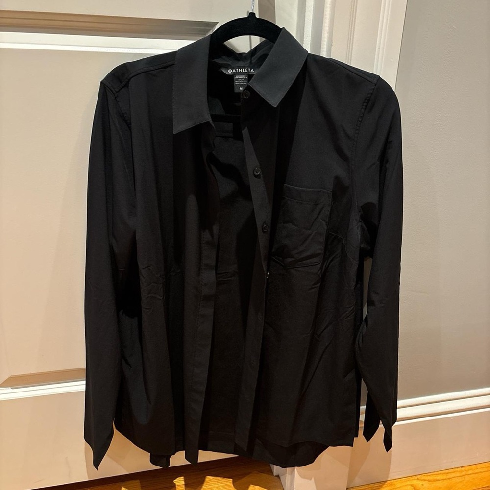 Athleta Long Sleeve Button Down Blouse, Black
